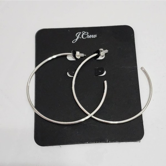 J. CREW large silver tone hoop earrings new!!! - Picture 2 of 3